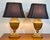 Hollywood Regency Antiqued Gold Leaf Urn Form Table Lamps With Black Shades - a Pair For Sale - Image 3 of 10