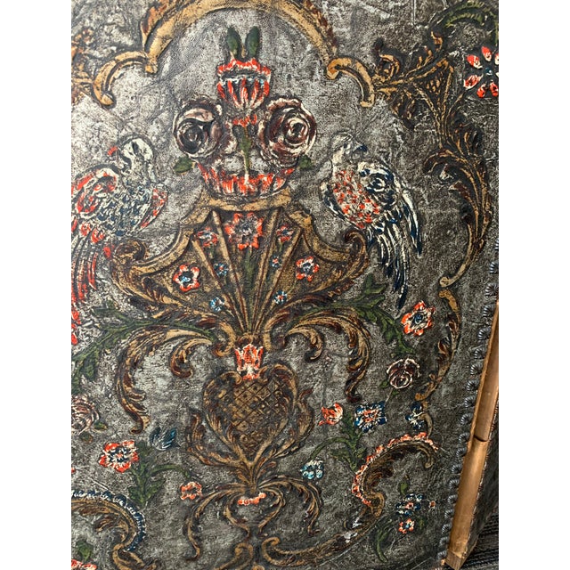 Animal Skin Late 19th Century Louis XIII Style Leather Screen For Sale - Image 7 of 13