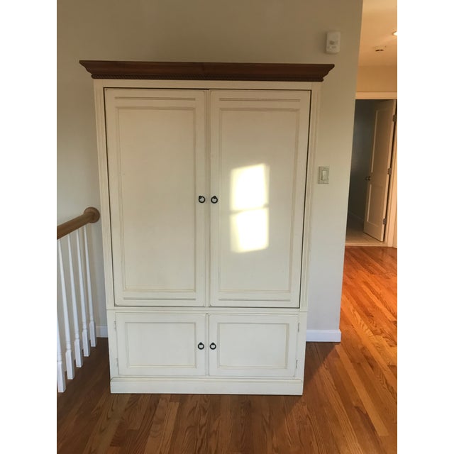 Ethan Allen Country Crossings Wood Armoire with Side Bookshelf Units