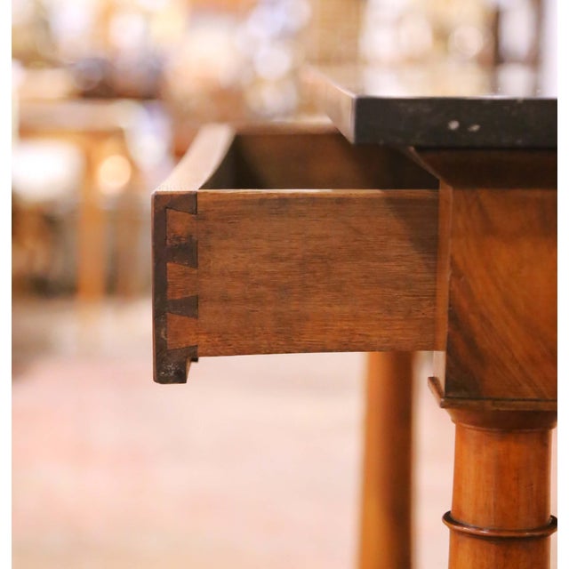 19th Century French Empire Carved Walnut Console Table With Black Marble Top For Sale - Image 9 of 14