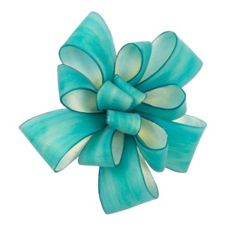 Cilea Paris Oversized Turquoise Resin Ribbon Pin Brooch For Sale