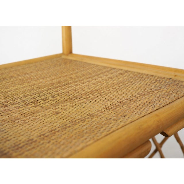 Vintage Coastal Rattan Bistro Table & Chairs Set, New Tropical Fabric, 1970s For Sale - Image 9 of 13