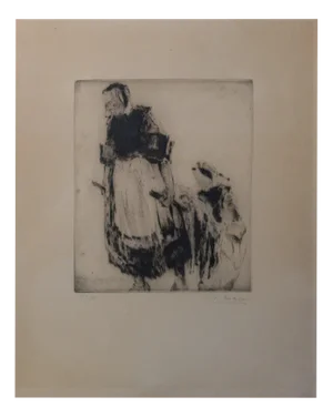 Paul Auguste Masui, Belgium Women at Work, Etchings, Set of 4