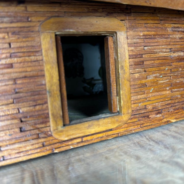 Brown Vintage Matchstick Long House Replica Handmade Folk Art For Sale - Image 8 of 8