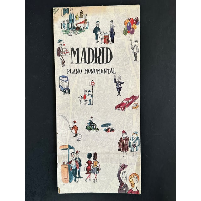 With fabulous graphics and two pictorial maps, this vintage tourist souvenir map of Madrid is an interesting piece of...