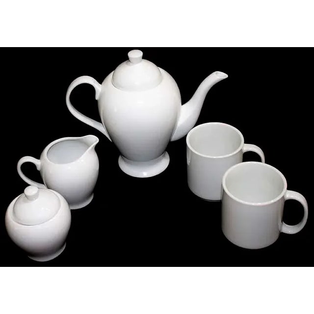 Williams-Sonoma collection of high-fired white porcelain coffee/tea server, creamer, sugar, 2 mugs, classic white,...