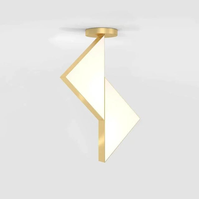 Not Yet Made - Made To Order Flat Circle Triangle Brass Ceiling Light by Atelier Areti For Sale - Image 5 of 7