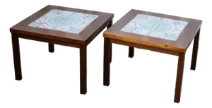 1970s Danish Modern Rosewood and Tile Side Tables - A Pair