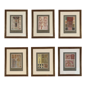 Antique Renaissance, Six Framed Antique Ornament Prints, 20th C.