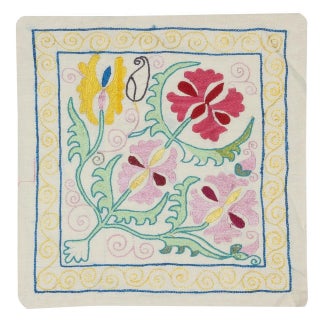 19"x19" Silk Embroidery Cushion Cover. Colorful Pillowcase. New Lace Pillow For Sale