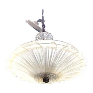 1920s Art Deco Glass Disk Chandelier Light Fixture For Sale