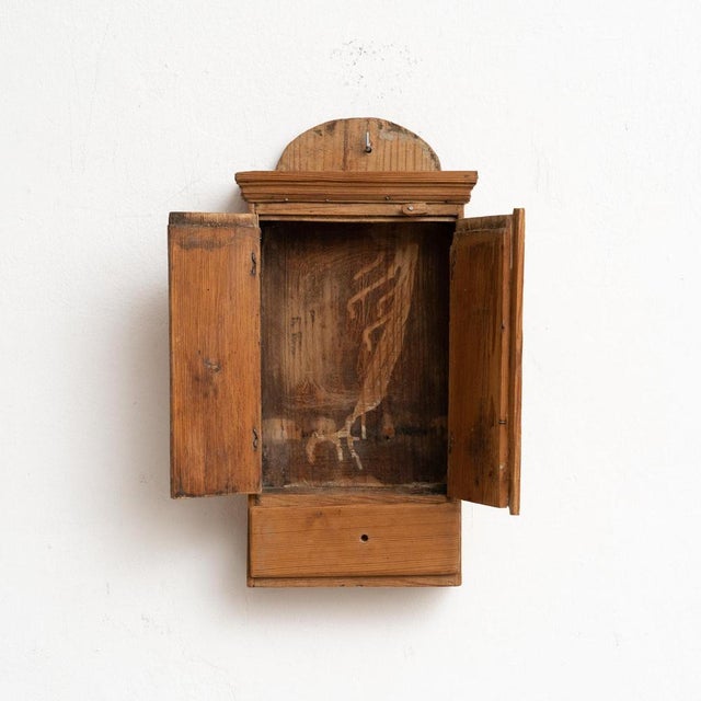 Early 20th Century Rustic Wood Small Wall Cabinet For Sale - Image 6 of 10