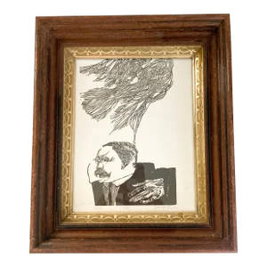 Jacob Landau Woodcut Titled 'T R' (Theodore Roosevelt) 1959 Signed and Numbered 42/50