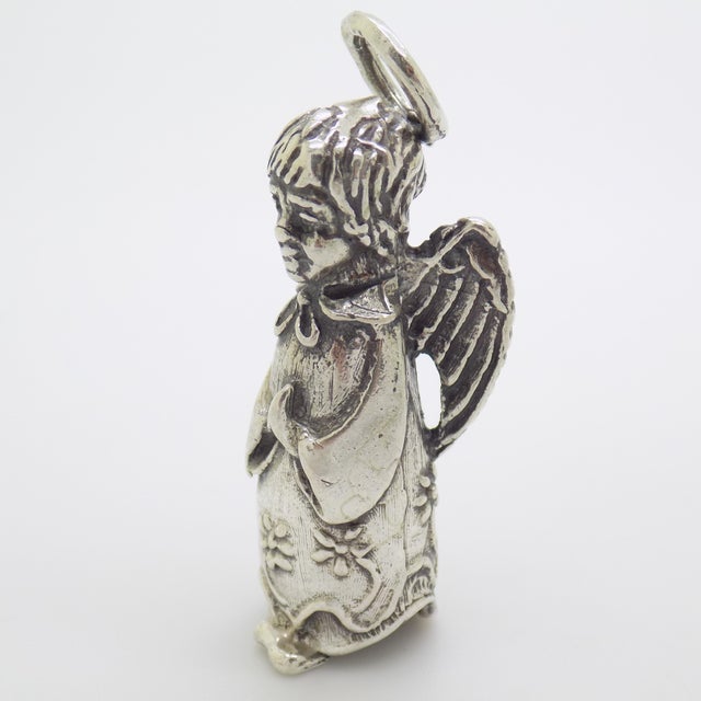 Italian Vintage Italian Handmade Genuine Silver Christmas Decoration Angel Figurine For Sale - Image 3 of 8