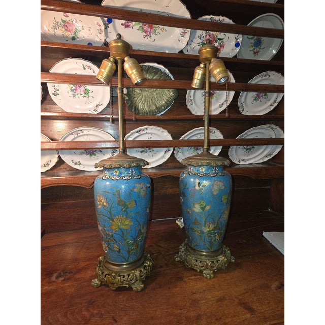Antique Chinese Cloisonne Lamps For Sale - Image 13 of 13