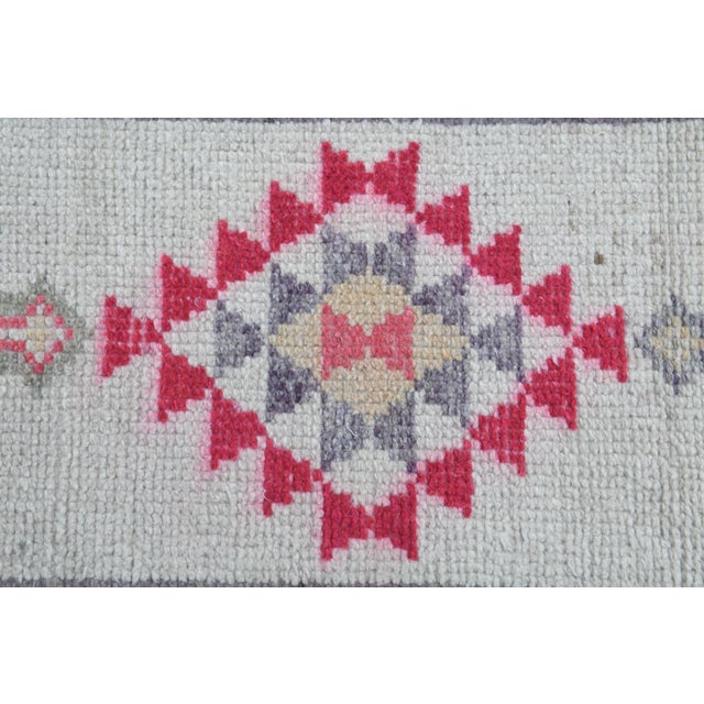 Vintage Turkish Oushak White Runner with Colorful Motifs For Sale In San Francisco - Image 6 of 11
