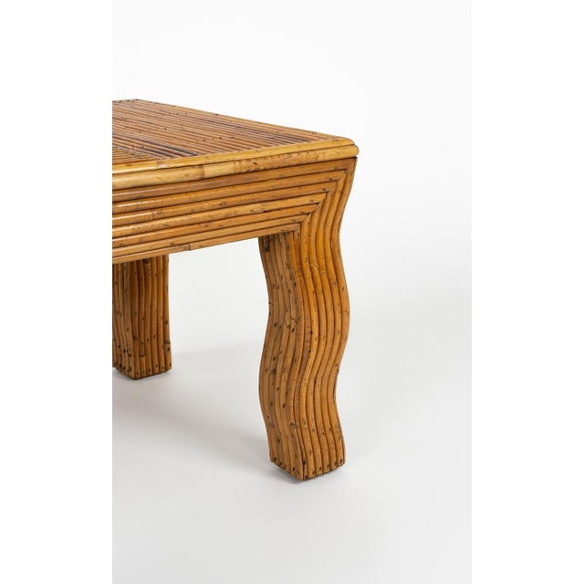 Mid-Century Coffee Table with Wavy Legs in Rattan attributed to Vivai del Sud, Italy, 1970s For Sale - Image 13 of 18