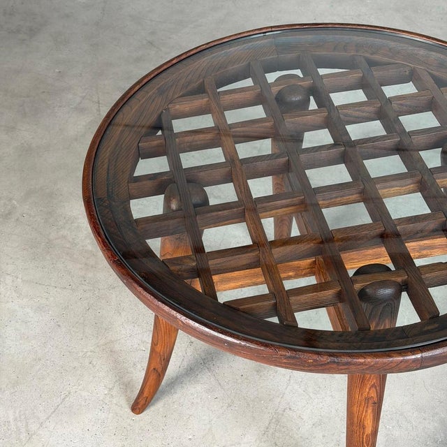 Raised Coffee Table in Chestnut and Glass attributed to Mario Quarti, 1940s For Sale - Image 17 of 18