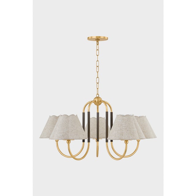 2020s Mitzi Janie 33 in. 5 Light Chandelier in Aged Brass and True Bronze Finish For Sale - Image 5 of 9