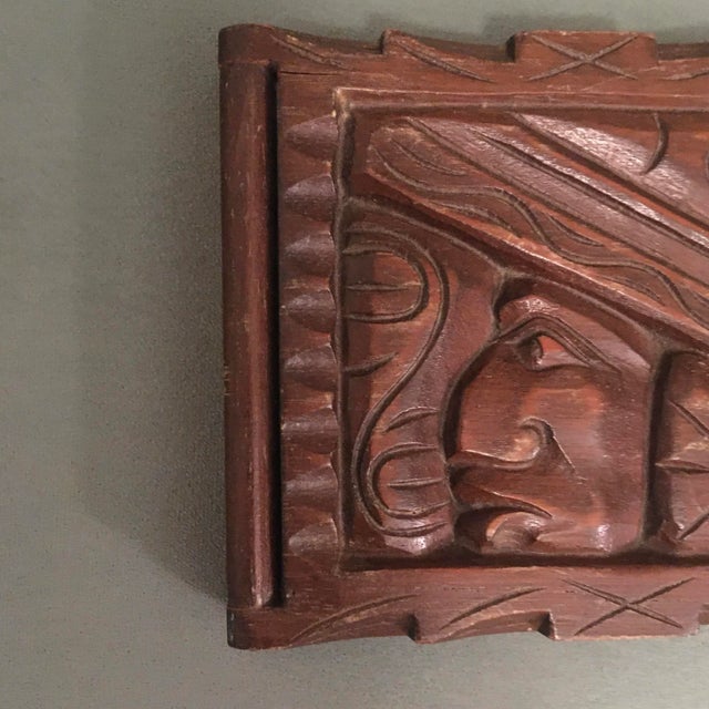 Mid 20th Century Carved Wooden Notebook Cover For Sale - Image 4 of 8