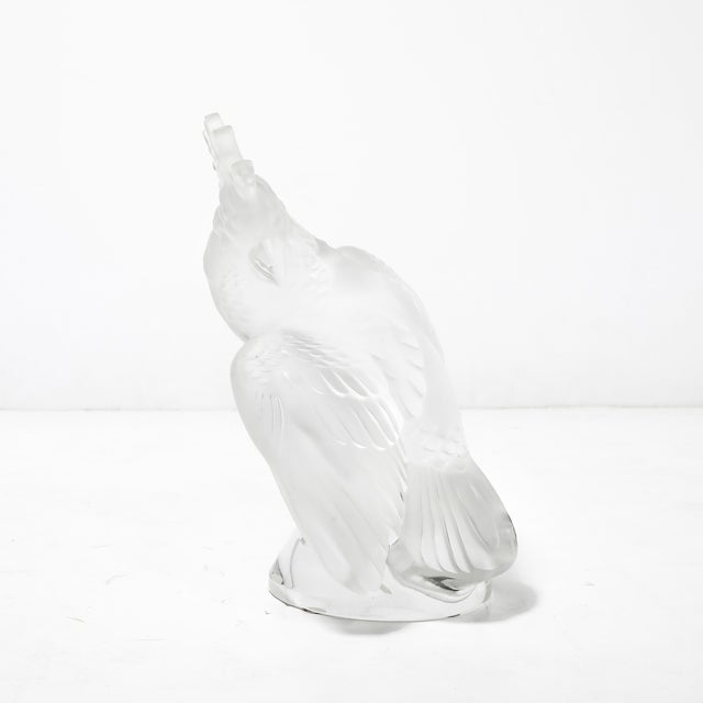 Glass Mid-Century Modernist Sculptural Crystal Cockatiel Sculpture Signed Lalique For Sale - Image 7 of 18