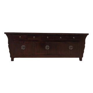 19th Century Chinese Elm 5 Drawer Sideboard With Flanged Ends For Sale