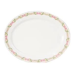 w.m. Guerin Limoges “Rose & Stem” 13.5″ Oval Serving Platter, Hand-Gilded French Porcelain Circa 1900–1930