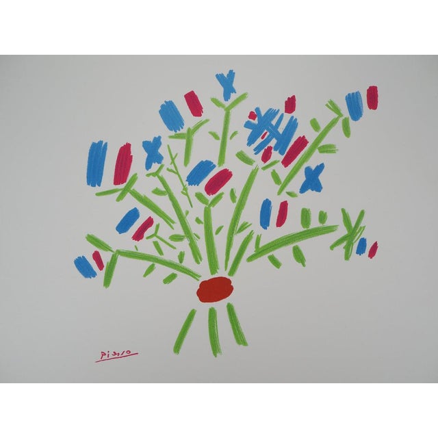 Pablo Picasso (1881-1973) (after) The Blue, White, and Red Bouquet Color lithograph after a drawing by the artist Signed...