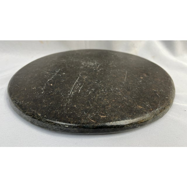 Black Early 20th Century Primitive Black Limestone Handcrafted Plateau/Charger For Sale - Image 8 of 10