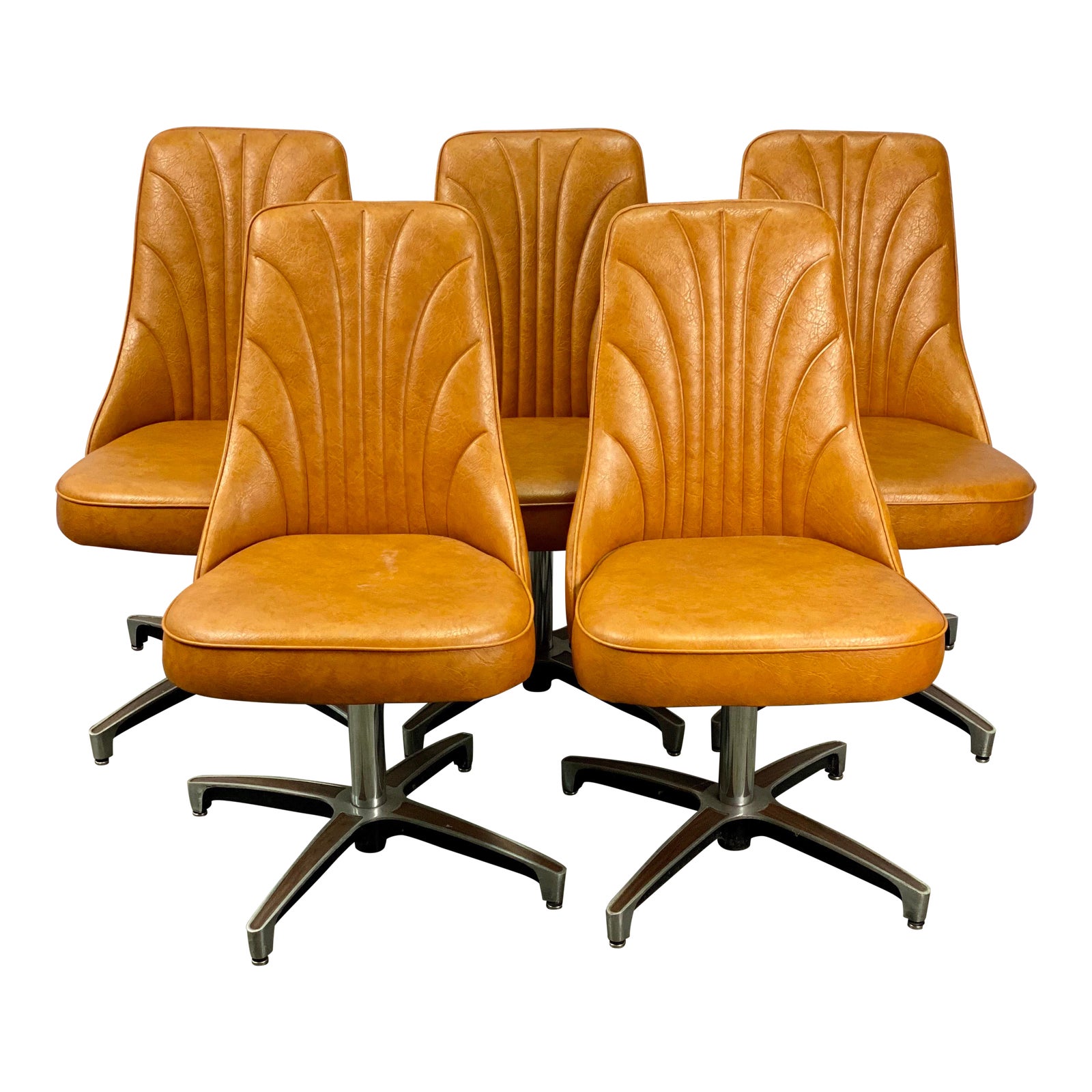 Vintage Chromcraft Mid Century Modern Swivel Dining Chairs Set of 5