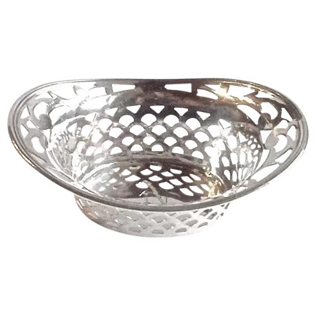 Vintage Pierced Sterling Silver Salt Dish For Sale
