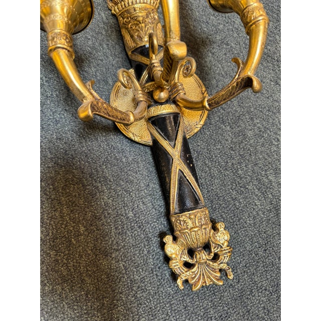 Mid 20th Century Neoclassical Brass Torch Wall Sconces, Pair - Made in Spain For Sale - Image 11 of 11