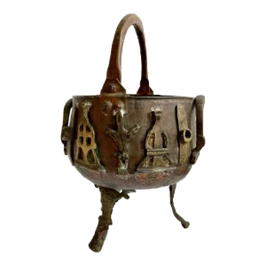 Copper Pot With Brass Accents and Handle