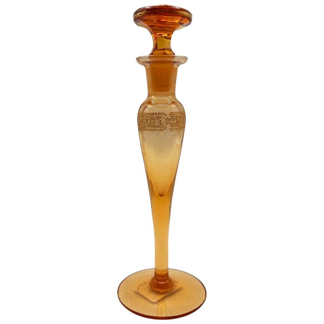 Art Deco 1920s Art Deco Peach Glass Perfume Bottle W/ Stopper by Steuben Aurene for Devilbiss For Sale - Image 3 of 8