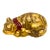 Charming vintage porcelain figurine depicting a peacefully sleeping cat, richly decorated with gold gilt detailing and...