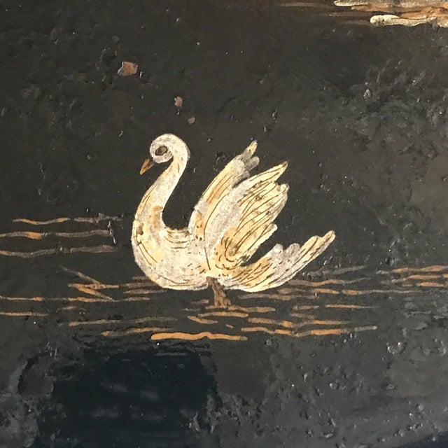 Antique Black Tole Chinoiserie Serving Tray For Sale - Image 4 of 12