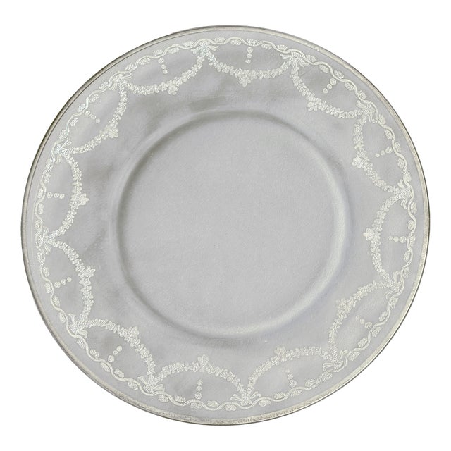 Glass Charger Plates with Silver Leaf Rococo Pattern by Arte Italica, 2011, Set of 23 For Sale