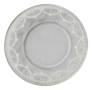Glass Charger Plates with Silver Leaf Rococo Pattern by Arte Italica, 2011, Set of 23