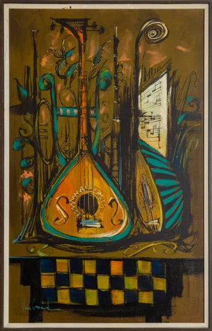Mandolins, Van Gaard Oil on Board, Signed Lower Left