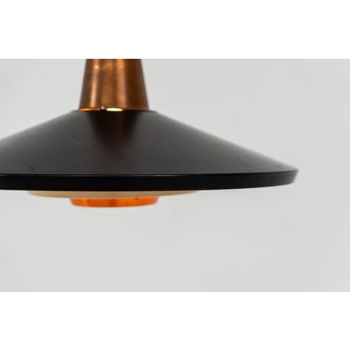 Danish Pendant Light in Copper, Metal, and Teak, Denmark, 1950s For Sale - Image 4 of 11