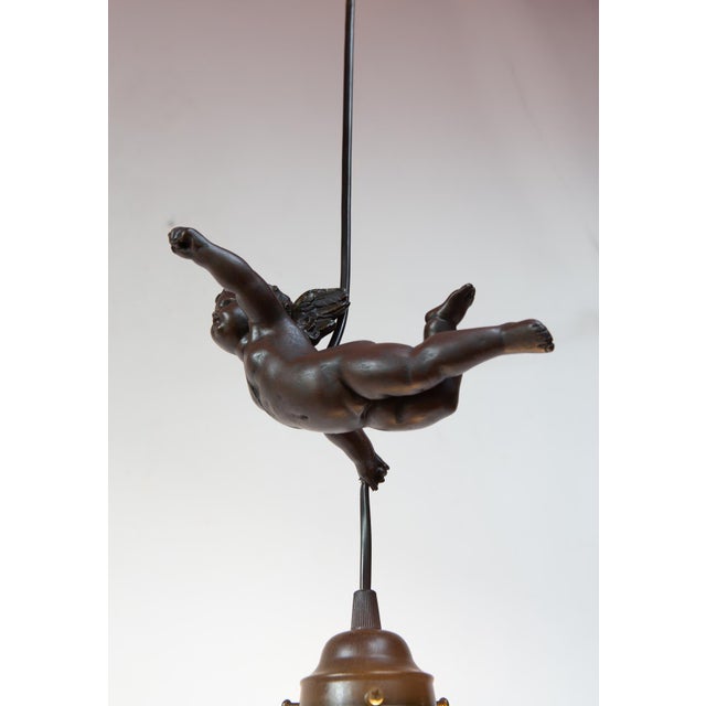 Small Cherub Ceiling Lamp with Tulip Shade, 1980s For Sale - Image 4 of 5