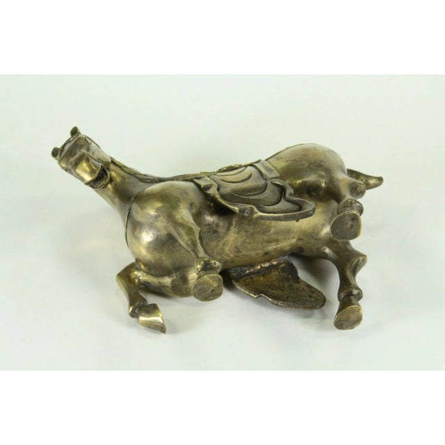 Brass 1800's Chinese Horse Figurine Cast Brass Archaic Style For Sale - Image 8 of 10