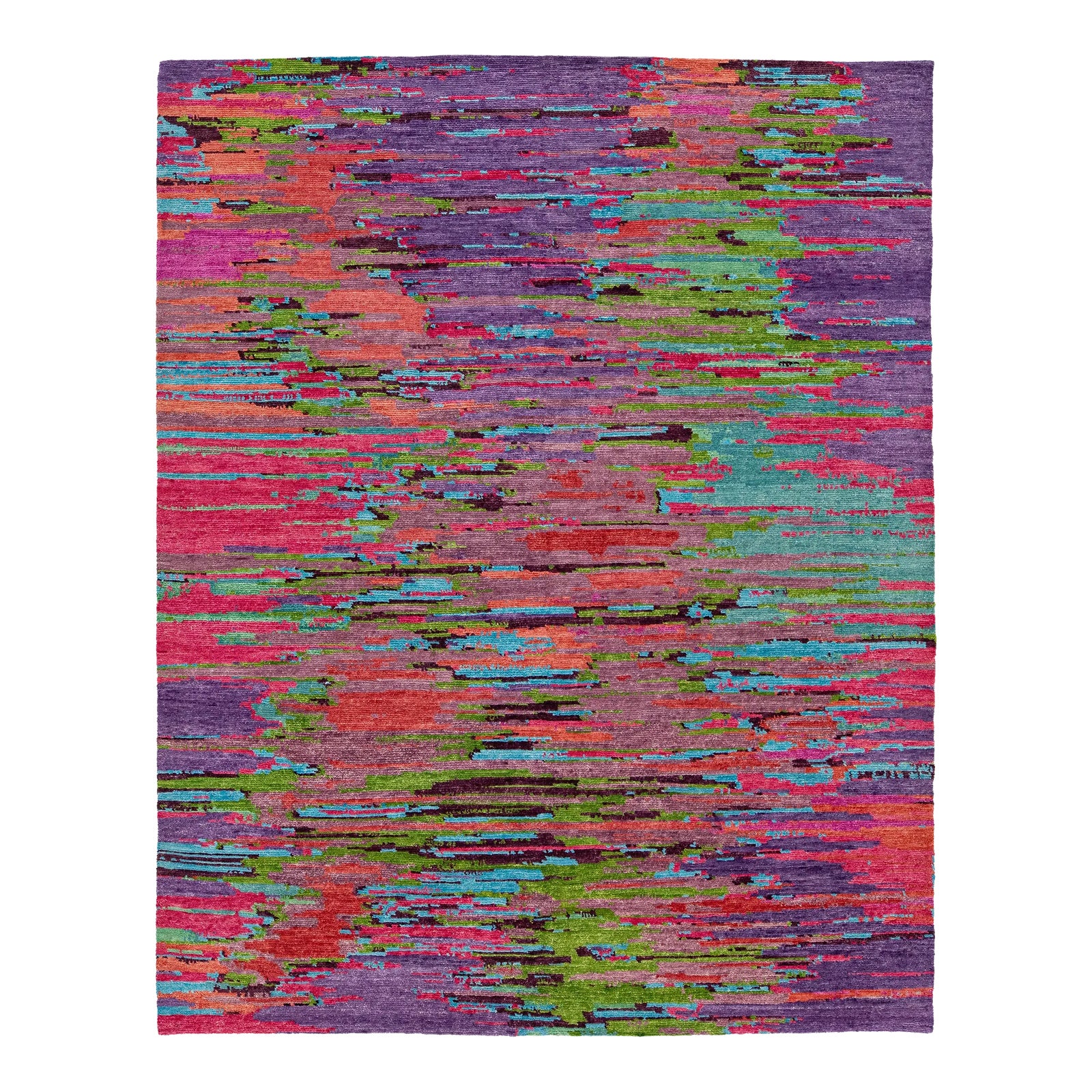 Abstract Modern Handmade Texture Wool Rug With Multicolor Field | Chairish