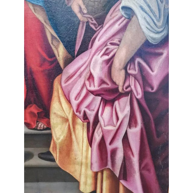 Lombard School Artist, Visitation of Mary, 16th Century, Oil on Canvas For Sale - Image 5 of 13