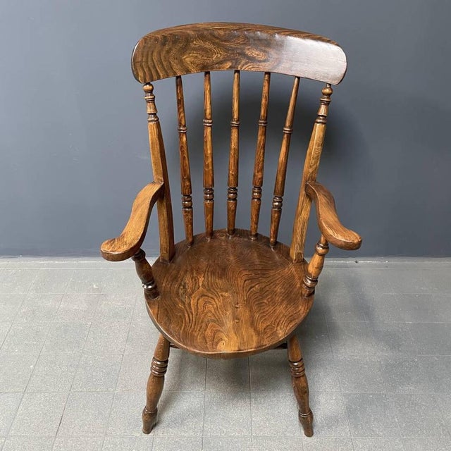 Antique English Elm Windsor Chair For Sale - Image 4 of 18