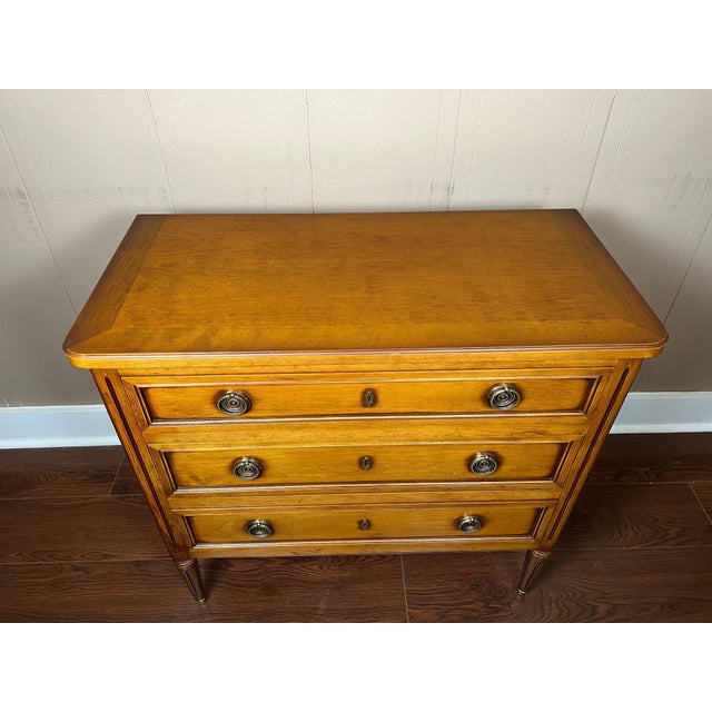 Antique French Commode Chest of Drawers Louis XVI Walnut Brass C1940 For Sale - Image 9 of 18