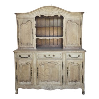 1920s French Wooden Cabinet, Sideboard Cabinet, 2 Piece Cabinet, Farm House Style For Sale