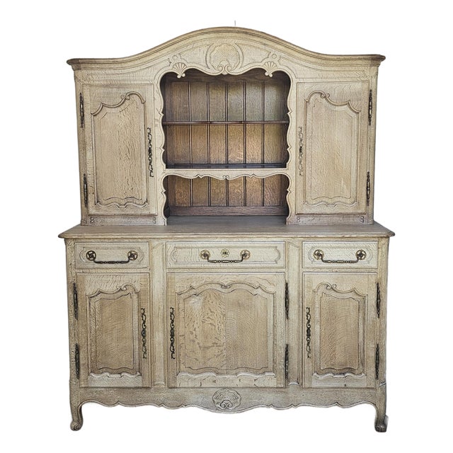 1920s French Wooden Cabinet, Sideboard Cabinet, 2 Piece Cabinet, Farm House Style For Sale