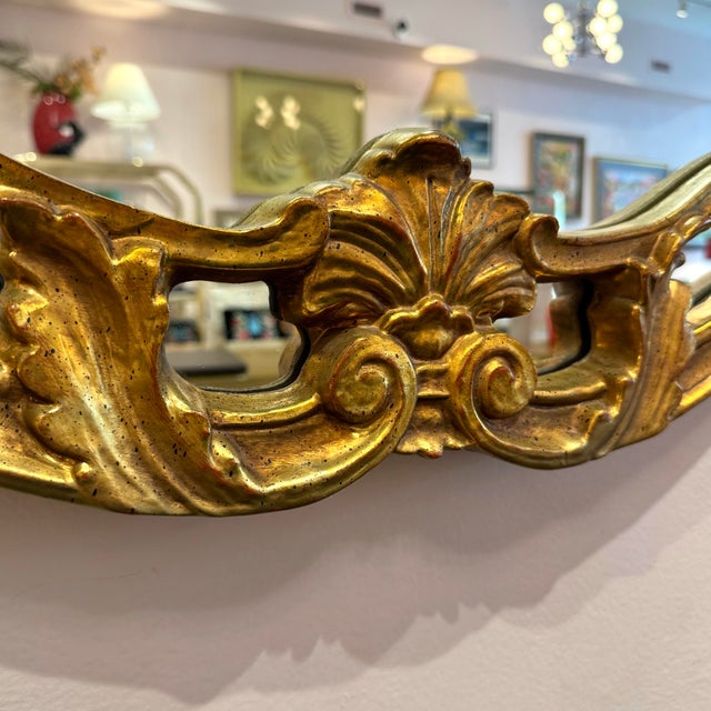 Vintage Large Gold Giltwood Rococo Style Mirror For Sale In New York - Image 6 of 12