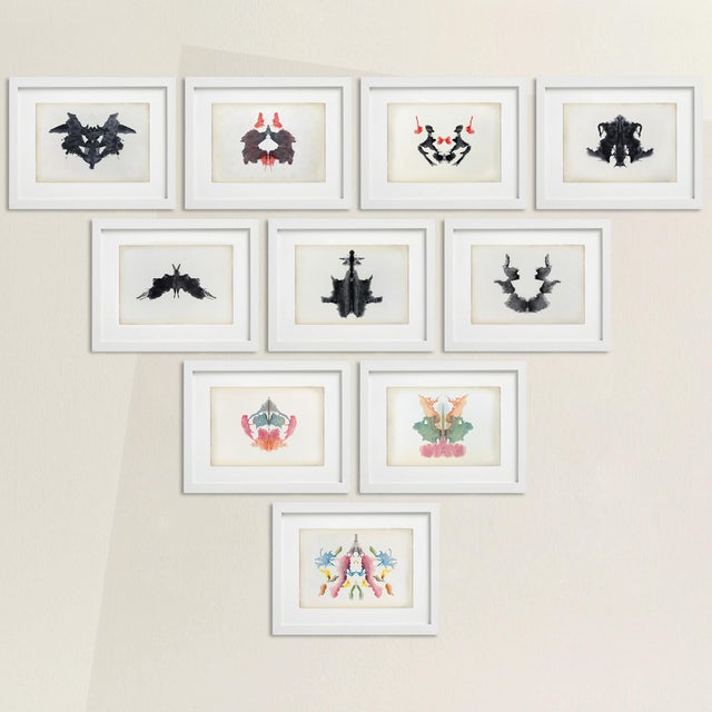 Set of Ten Framed Original Rorschach Inkblot Cards | Chairish